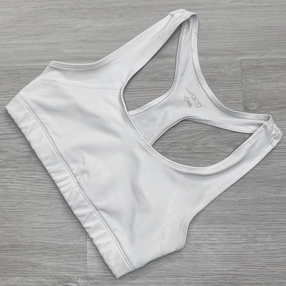 BCG White‎ Racerback Sports Bra Size S Polyester Spandex Athletic Workout